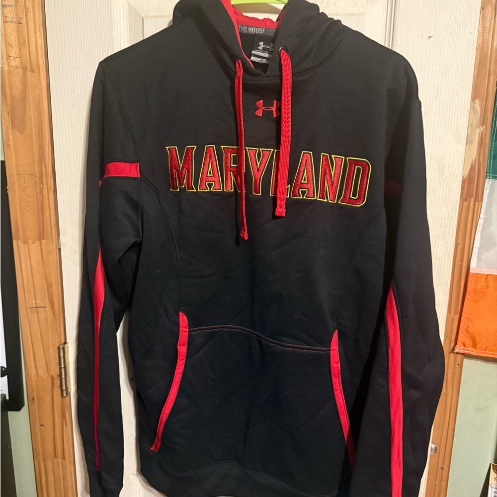 Under Armour Black Hoodie with Red Maryland Design